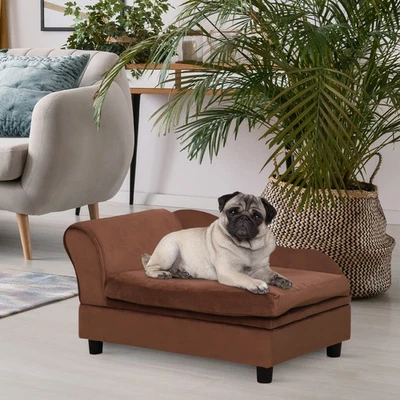 Luxury Small Dog Bed Couch W/ Storage, Little Dog Sofa, Brown - Image 1 of 4