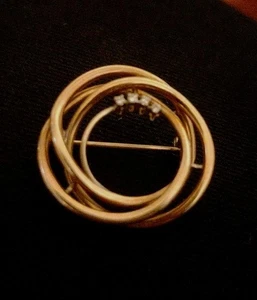 BROSCHE GOLD 750 (18KT) / Steine - ITALIEN - Vintage - Kreuzkreise - Gramm 5,03 - Bild 1 von 10