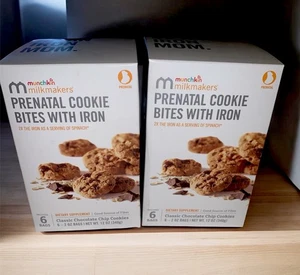 2-Munchkin Milkmakers Bocados de Galletas, Chispas de Chocolate, 6 Ct Espinacas de Hierro Prenatal - Imagen 1 de 6
