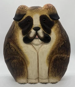 "Escultura de perro de madera arte popular James Haddon San Bernardo tallada a mano Filipinas 10""" - Imagen 1 de 5