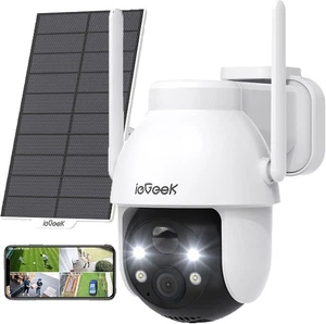ieGeek 2K Telecamera WiFi Esterno Senza Fili a Batteria 360° PTZ Pannello Solare - Imagen 1 de 9