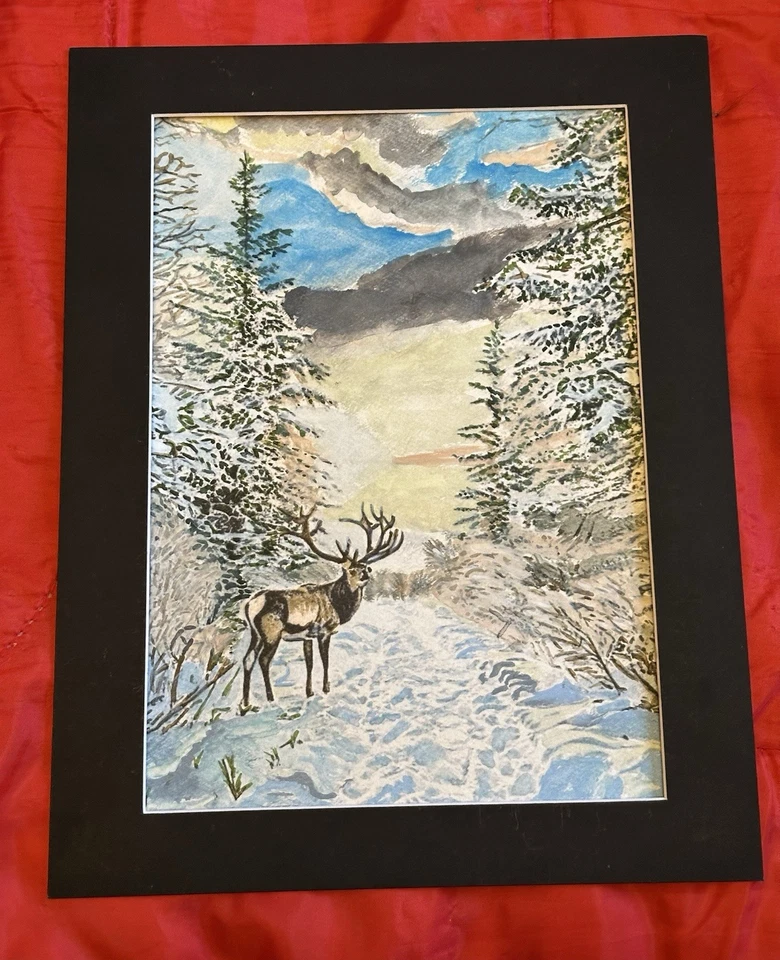 Mark Leary Art Watercolour Painting A Stag Venturing Out Amongst A Sun Rise - Image 1 of 1
