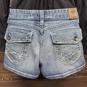 BKE Sabrina Shorts Womens 28 Denim Low Rise Stretch Stitch Detailed Flap Pockets - Picture 1 of 24