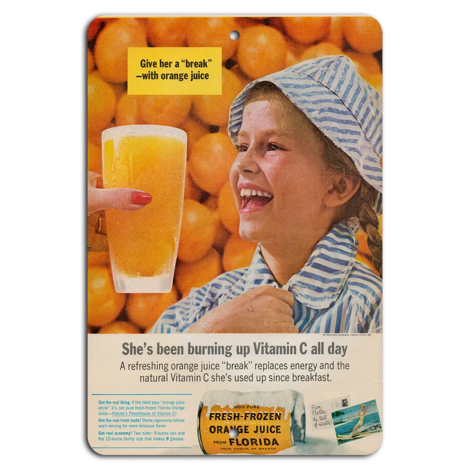 Refrescante letrero vintage Joy: Florida Orange Juice Delight Foto 1 de 1