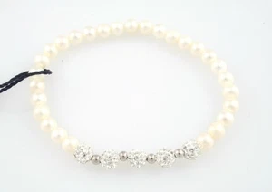 Bracciale elastico KIOTO GIOIELLI in perle e baule di cristalli e sfere in oro - Imagen 1 de 1