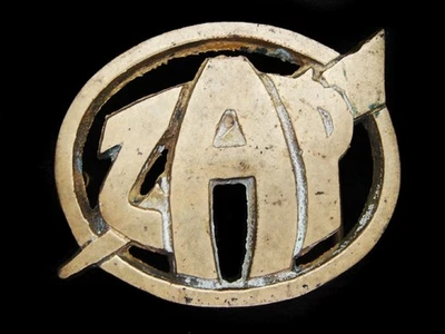 LK07148 复古 20 世纪 70 年代 * * ZAP * * 摇滚乐队标志实心黄铜音乐皮带扣 — 第 1/2 张图片