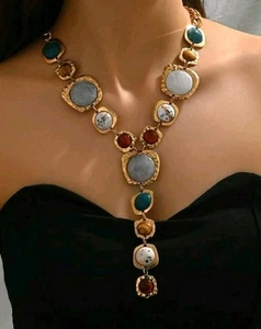 Collar geométrico en forma de Y colorido - Imagen 1 de 4