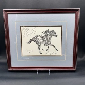 Espectacular oferta ganadora del Derby de Kentucky 1979 firmada por Katherine Bloomfield enmarcada - Imagen 1 de 9