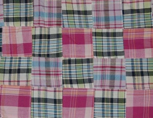 Three Chickadees Patchwork Madras Fabric from India~ Bermuda Sand - Picture 1 of 1