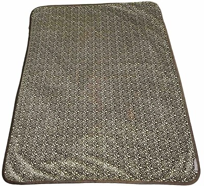 Cocalo Couture Leopard Print Baby Blanket Green Bali Brown Satin Trim 30”x39” - Image 1 of 4