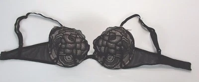 *BETSEY JOHNSON * РАЗМЕР 32C ЖЕНЩИН ЧЕРНЫЙ ПУШ-АП НА КОСТОЧКАХ НАЗАД ЗАСТЕЖКИ БЮСТГАЛЬТЕР - Изображение 1 из 4