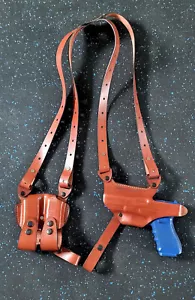 Left Leather Horizontal Shoulder Miami Vice Holster for Glock 21 w/MOS Red Dot - Picture 1 of 7