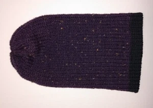 Serenity and Luxe | Purple Tweed & Black Double Knit Rasta Beanie Tam Hat | OS - Picture 1 of 5
