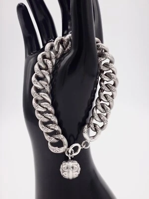 Bracelet ancien grosse maille en Argent Massif Breloque Époque XIXe - Photo 1/4