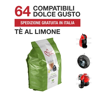 64 Capsule Cialde Tè al Limone Italian Coffee compatibili Nescafé Dolce Gusto