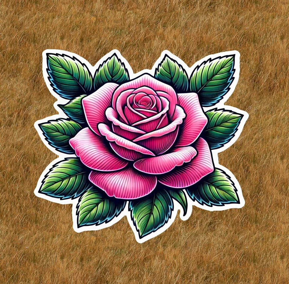 Beautiful pink rose 100% waterproof vinyl sticker decal - many sizes available - Image 1 of 1