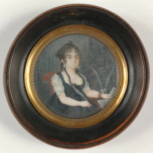 "Portrait of a young lady with a letter", Italian miniature, 1800/10 - Picture 1 of 6