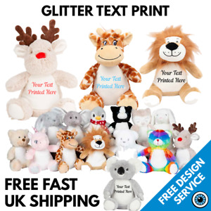 Custom Printed Teddy • Medium Plush Toys • Glitter Text Print Mumbles Brand Toy