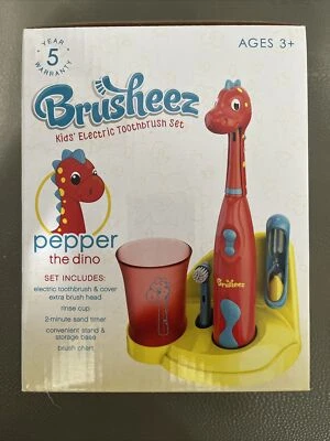 Brusheez Kids Electric Toothbrush Set Pepper the Dino Ages 3+ NEW - Image 1 of 3