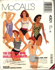 McCalls 4301 Swimsuits Vintage Misses 1988 Sewing Pattern Uncut 16 - Picture 1 of 2
