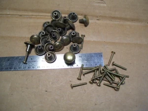LOT 24PCS VINTAGE BRASS PLATED 1" METAL DRAW PULLS KNOB HANDLES W/SCREW 0083 - Picture 1 of 5