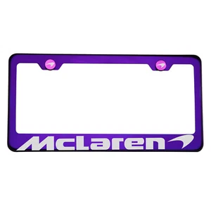Laser Engraved Mclaren Blue Purple Chrome License Plate Frame Stainless Steel - Bild 1 von 10