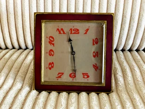 RARE Old Vtg 1930's B. ALTMAN & CO Travel Clock Red Enamel Numbers Swiss French - Picture 1 of 12