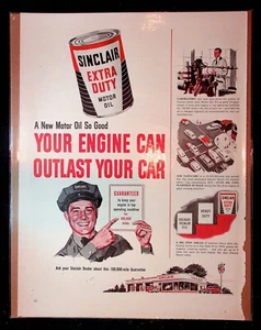 1950s Sinclair Motor Oil "Your Engine Can Outlast Your Car" Art Vintage Print Ad - Picture 1 of 1