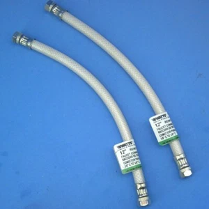 K418A Lote 2 Vatios 12" Reforzado PVC Grifo Conector Línea de Suministro 3/8"C 78121112 - Imagen 1 de 2