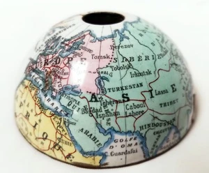 Antique Porcelain Enamel on Copper Top Half Earth Globe for Ink Well or Clock? - Picture 1 of 7