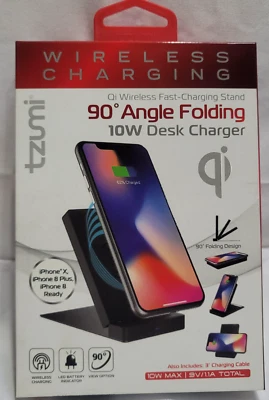 Cargador de escritorio inalámbrico plegable ángulo de 90 grados TZUMI - 10 vatios NUEVO sellado  Foto 1 de 2
