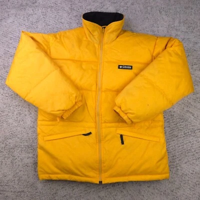 Columbia Down Puffer Jacket Mens Small Yellow Coat Quilted Ski Fleece Lined Snow - Image 1 of 4