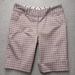 Adidas Shorts Womens Size 6 Gray Pastel Plaid 10" Inseam Golf Sports Outdoor - Picture 1 of 14