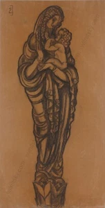 Ferdinand Opitz (1885-1956) "Madonna & child/Design for Art Deco sculpture" (1) - Picture 1 of 14