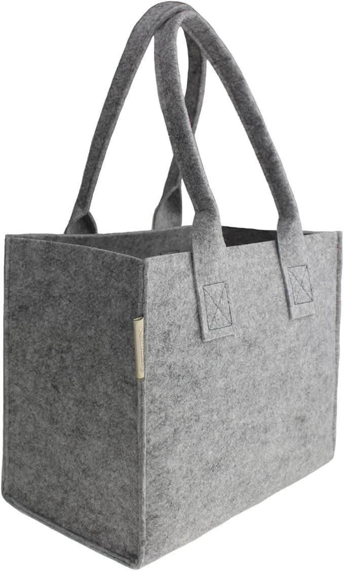 Filz Einkaufstasche Faltbar – Grau, 39x26x20 Cm, Große Kapazität, Nachhaltig & Vielseitig