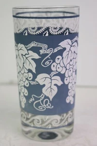 Vintage Hazel Atlas Highball Glass Tumblers (s) White Grapes on Blue - Picture 1 of 5