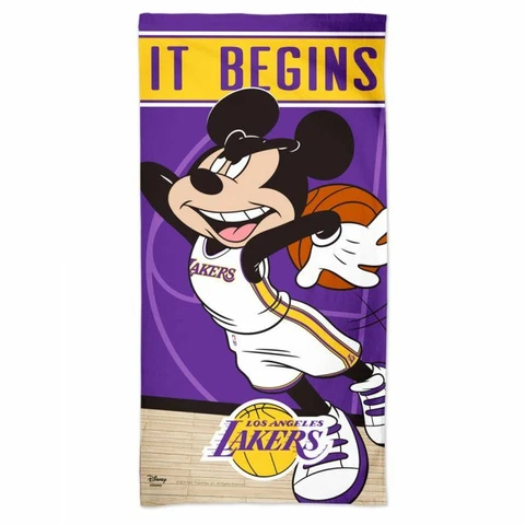 LOS ANGELES LAKERS MICKEY MOUSE SPECTRA BEACH TOWEL 30"X60" COTTON PLUSH NBA Cover