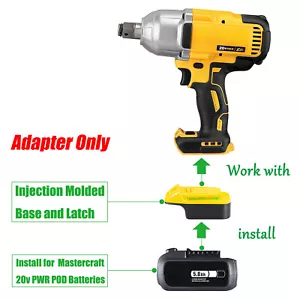 1x Adapter Upgarde für DeWalt 20V XR Werkzeug auf für Mastercraft 20V PWR POD Akku - Bild 1 von 6