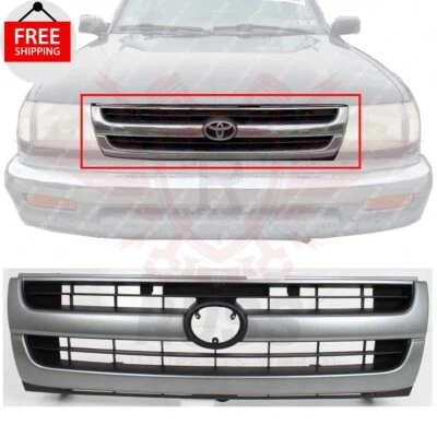 New Front Grille Silver Shell with Black Insert Fits 1997-2000 Toyota Tacoma Foto 1 de 4