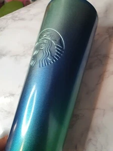 Vaso Starbucks 2021 vacaciones de Navidad azul/verde degradado acero inoxidable - Imagen 1 de 5