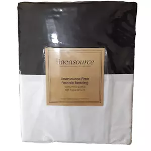 NUEVO CON ETIQUETAS Linenource Falda Cama Negra Doble 15" Gota Pima Percal - Imagen 1 de 2