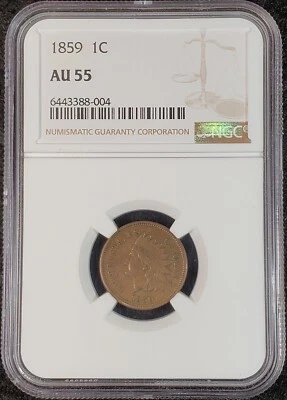 1859 Indian Head Cent NGC AU55 6443388-004 Exquisite Coin Rare - Image 1 of 4
