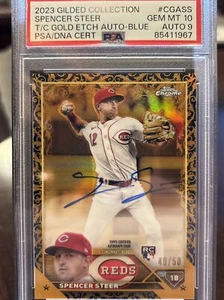 2023 Topps Dorado Spencer Steer Grabado Dorado Marco Azul RC Automático/50 PSA 10 GEMA Como Nuevo - Imagen 1 de 3