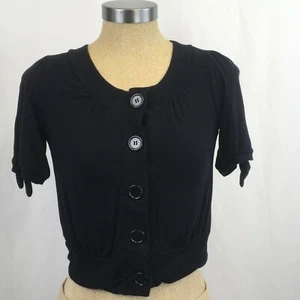 Limited Too Crop? Cardigan Toppper Girls Size 12 Black Button Front Shirt Top - Picture 1 of 6