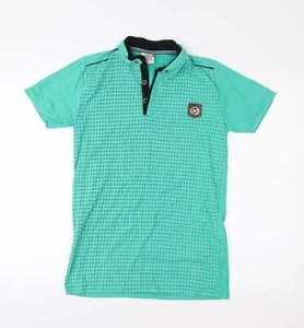 Dream CCNS Boys Green Geometric Cotton Blend Basic Polo Size L Collared Button - Picture 1 of 12