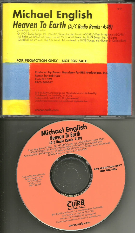 MICHAEL ENGLISH Heaven to Earth w/ RARE REMIX PROMO DJ CD Single 2000 USA MINT Foto 1 de 1