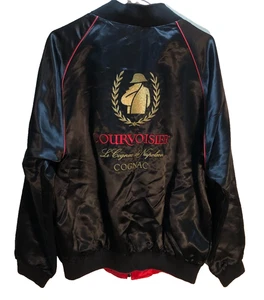 Courvoisier Cognac Napoleon Rot Schwarz Vintage Wende Reißverschluss Satin Jacke 2XL - Bild 1 von 5