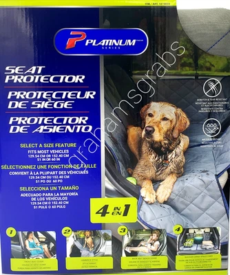 PROTECTOR DE ASIENTO SERIE PLATINO 4 EN 1 SE ADAPTA A LA MAYORÍA DE LOS VEHÍCULOS BOLSA DE ALMACENAMIENTO A PRUEBA DE MASCOTAS Foto 1 de 4