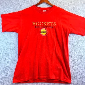 T-shirt vintage NBA Houston Rockets rossa punto singolo Salem abbigliamento sportivo grande - Foto 1 di 7