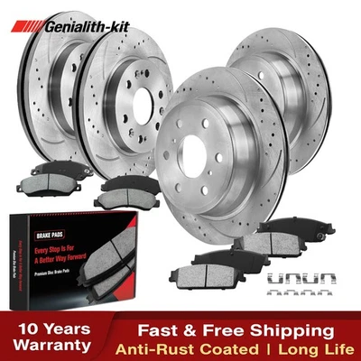 12.99" Front Rear Drilled Rotors Brake Pads for Chevy GMC Silverado Sierra 1500 Foto 1 de 4